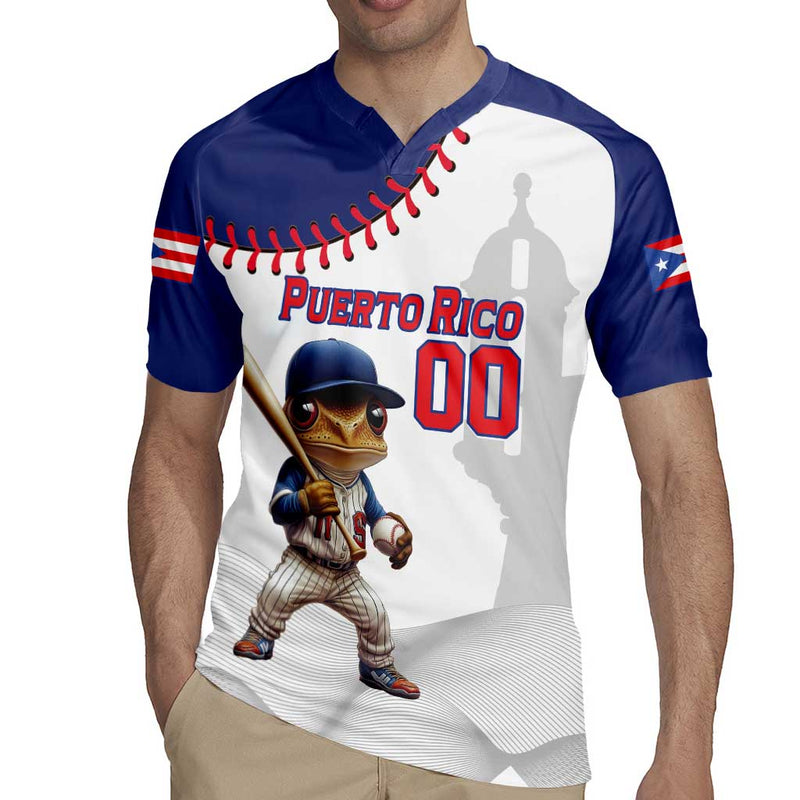 Custom Baseball Puerto Rico Coqui Mascot - Dynamic Style Rugby Jersey