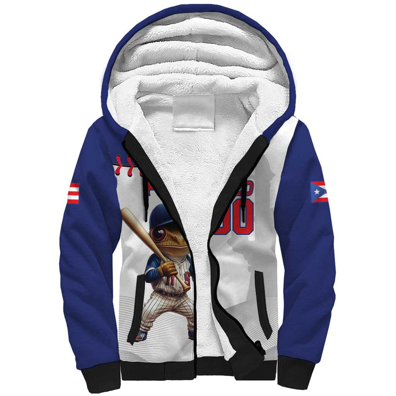 Custom Baseball Puerto Rico Coqui Mascot - Dynamic Style Sherpa Hoodie