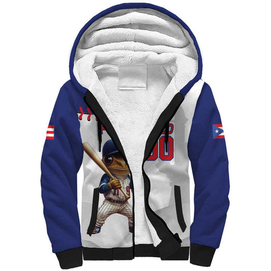 Custom Baseball Puerto Rico Coqui Mascot - Dynamic Style Sherpa Hoodie