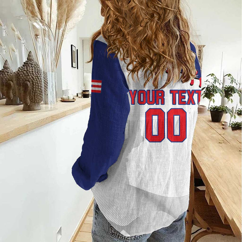 Custom Baseball Puerto Rico Coqui Mascot - Dynamic Style Women Casual Shirt