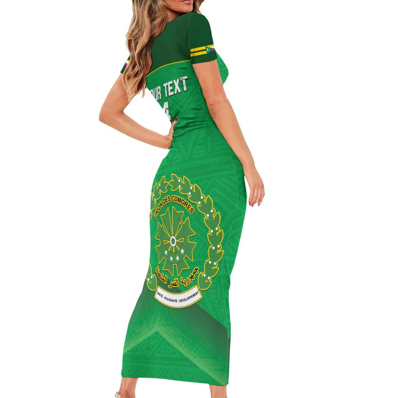 Custom Comoros Football Allez Les Coelacantes Short Sleeve Bodycon Dress