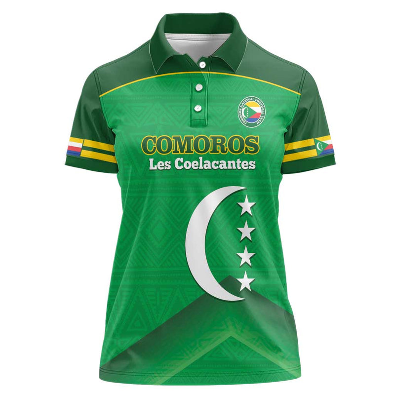 Custom Comoros Football Allez Les Coelacantes Women Polo Shirt