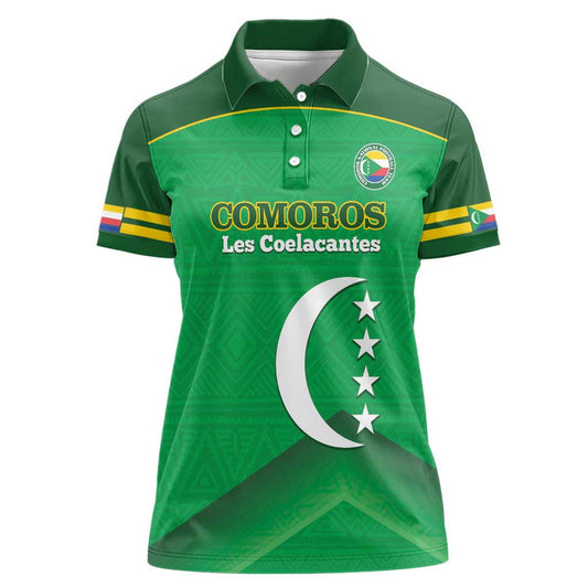 Custom Comoros Football Allez Les Coelacantes Women Polo Shirt