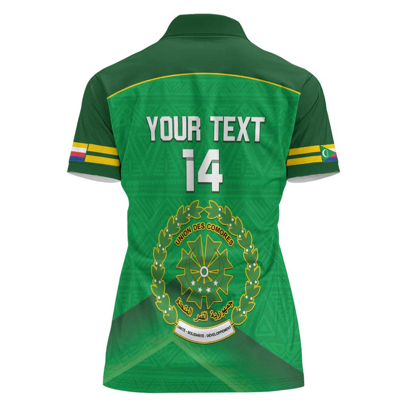Custom Comoros Football Allez Les Coelacantes Women Polo Shirt