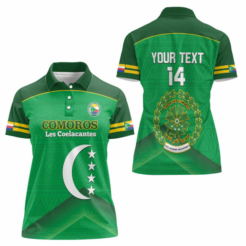 Custom Comoros Football Allez Les Coelacantes Women Polo Shirt
