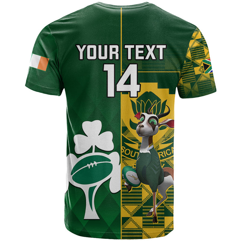 Custom South Africa And Ireland Rugby 2023 World Cup Springboks Shamrocks Together T Shirt