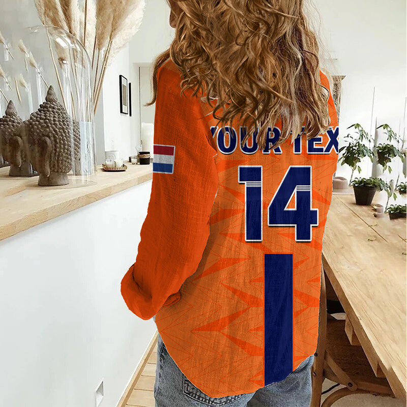 (Custom Text And Number) Netherlands Football Holland World Cup 2022 Women Casual Shirt
