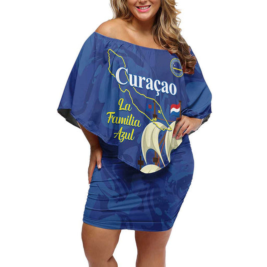 Custom Curacao Football La Familia Azul Off Shoulder Short Dress