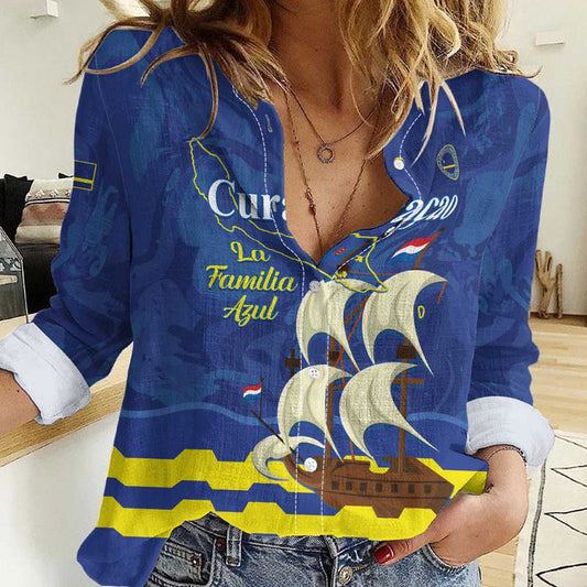 Custom Curacao Football La Familia Azul Women Casual Shirt