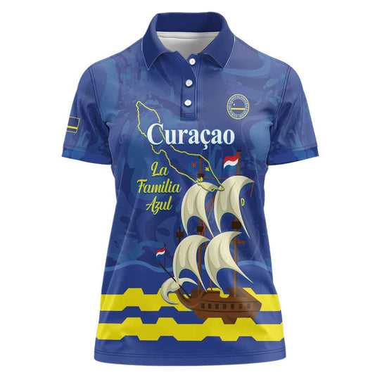 Custom Curacao Football La Familia Azul Women Polo Shirt