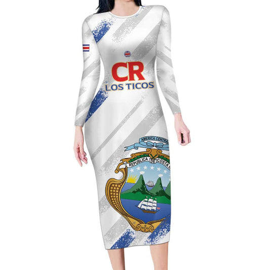 Custom Costa Rica Football Go Champions Los Ticos Long Sleeve Bodycon Dress