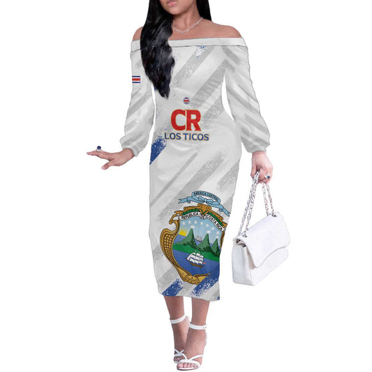Custom Costa Rica Football Go Champions Los Ticos Off The Shoulder Long Sleeve Dress