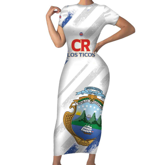 Custom Costa Rica Football Go Champions Los Ticos Short Sleeve Bodycon Dress