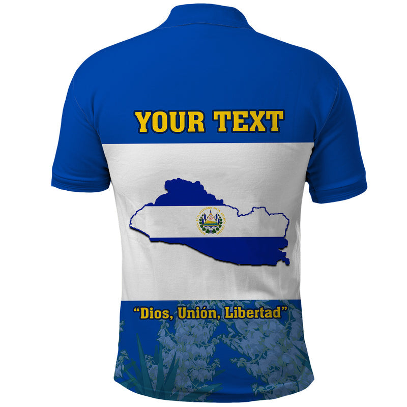 Custom El Salvador Coat Of Arms Mix Flor De Izote Polo Shirt