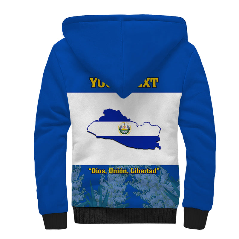 Custom El Salvador Coat Of Arms Mix Flor De Izote Sherpa Hoodie
