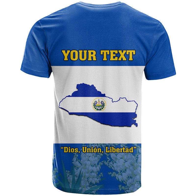 Custom El Salvador Coat Of Arms Mix Flor De Izote T Shirt