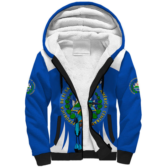 Custom El Salvador Independence Day Torogoz With Coat Of Arms Proud Sherpa Hoodie