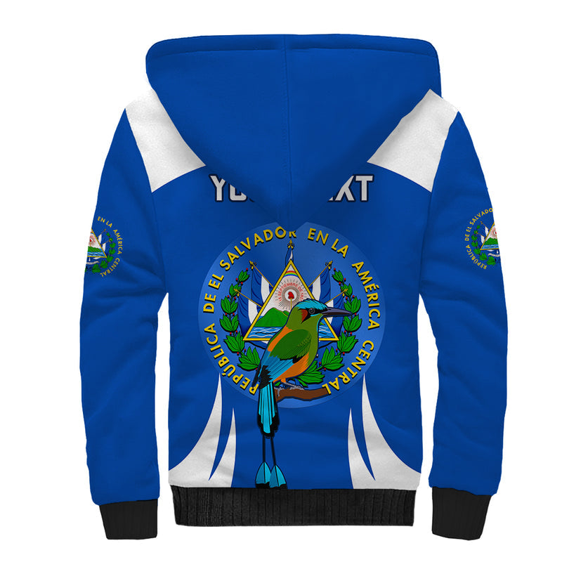 Custom El Salvador Independence Day Torogoz With Coat Of Arms Proud Sherpa Hoodie