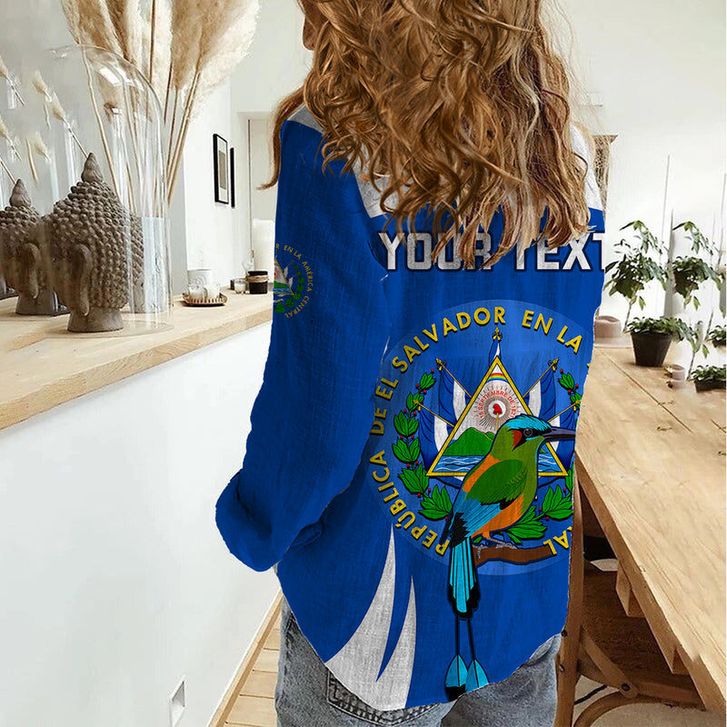 Custom El Salvador Independence Day Torogoz With Coat Of Arms Proud Women Casual Shirt