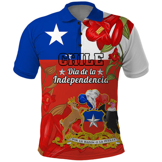 Custom Chile Independence Day Chilean Copihue Felices Fiestas Patrias Polo Shirt