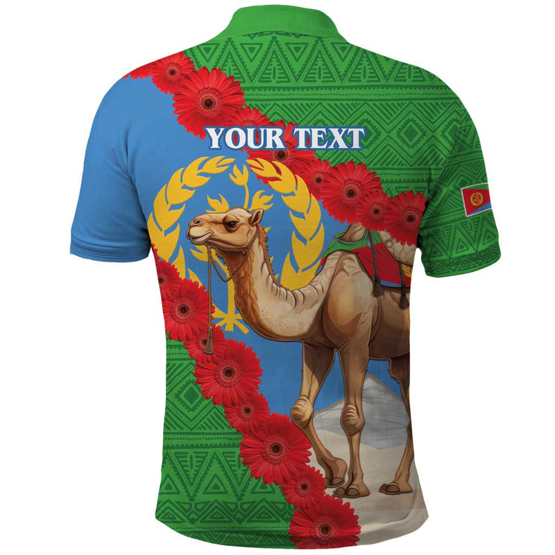 Eritrea Arabian Camel Gerbera Flower Flag Color Polo Shirt