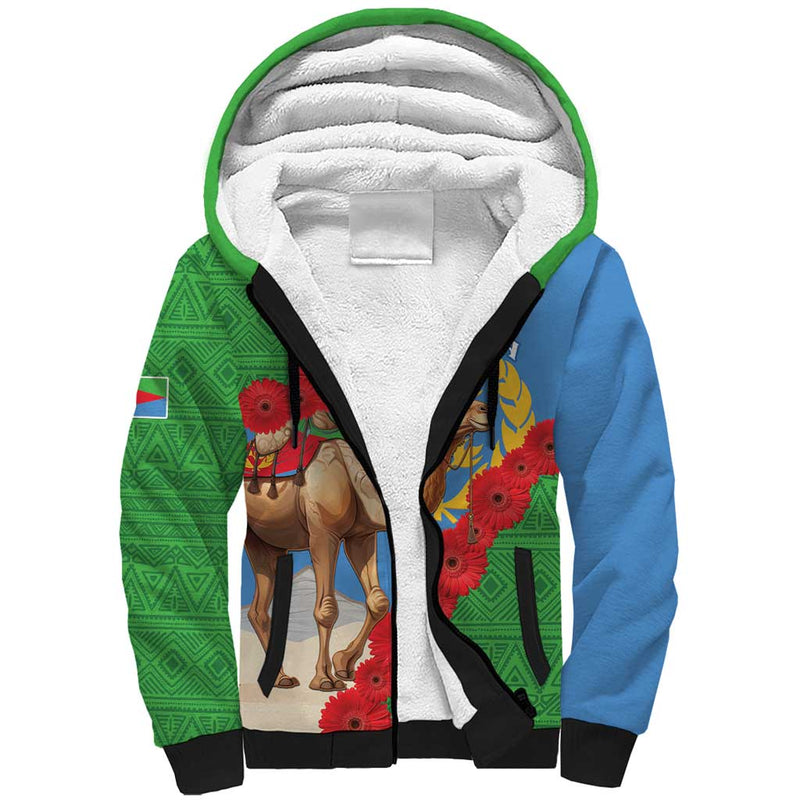 Eritrea Arabian Camel Gerbera Flower Flag Color Sherpa Hoodie