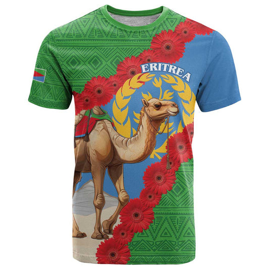 Eritrea Arabian Camel Gerbera Flower Flag Color T Shirt