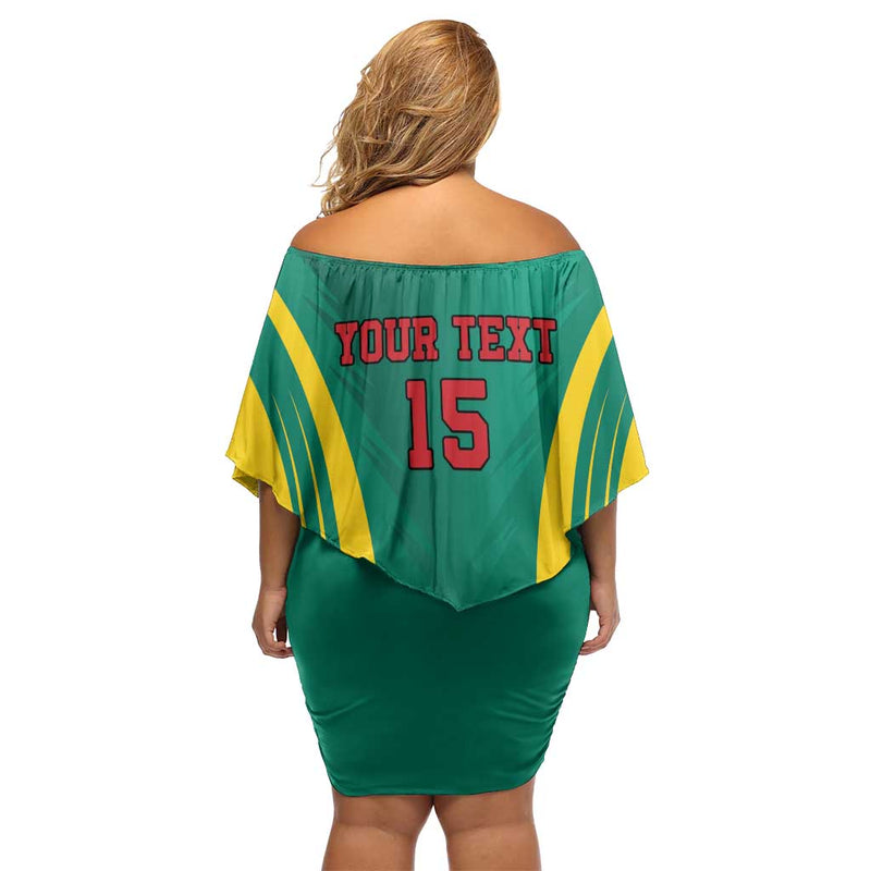 Custom Cameroon Football Go Indomitable Lions Off Shoulder Short Dress