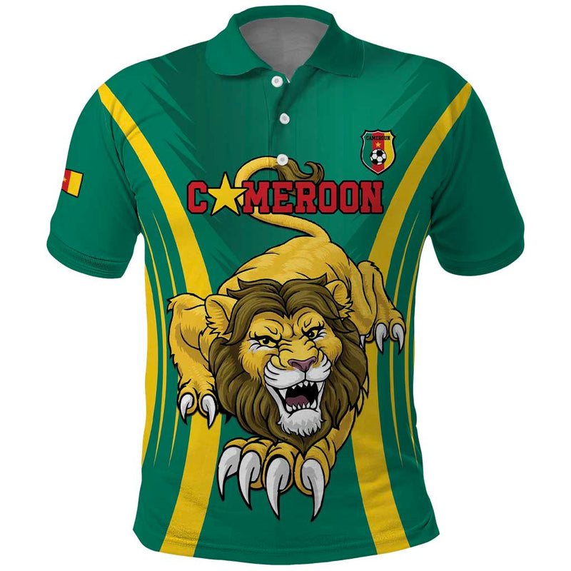 Custom Cameroon Football Go Indomitable Lions Polo Shirt