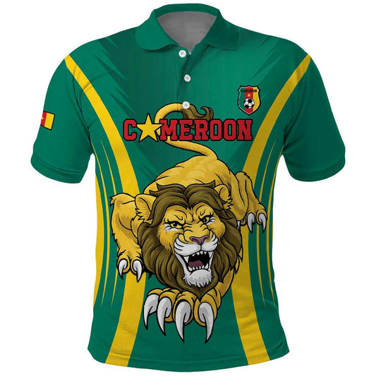Custom Cameroon Football Go Indomitable Lions Polo Shirt
