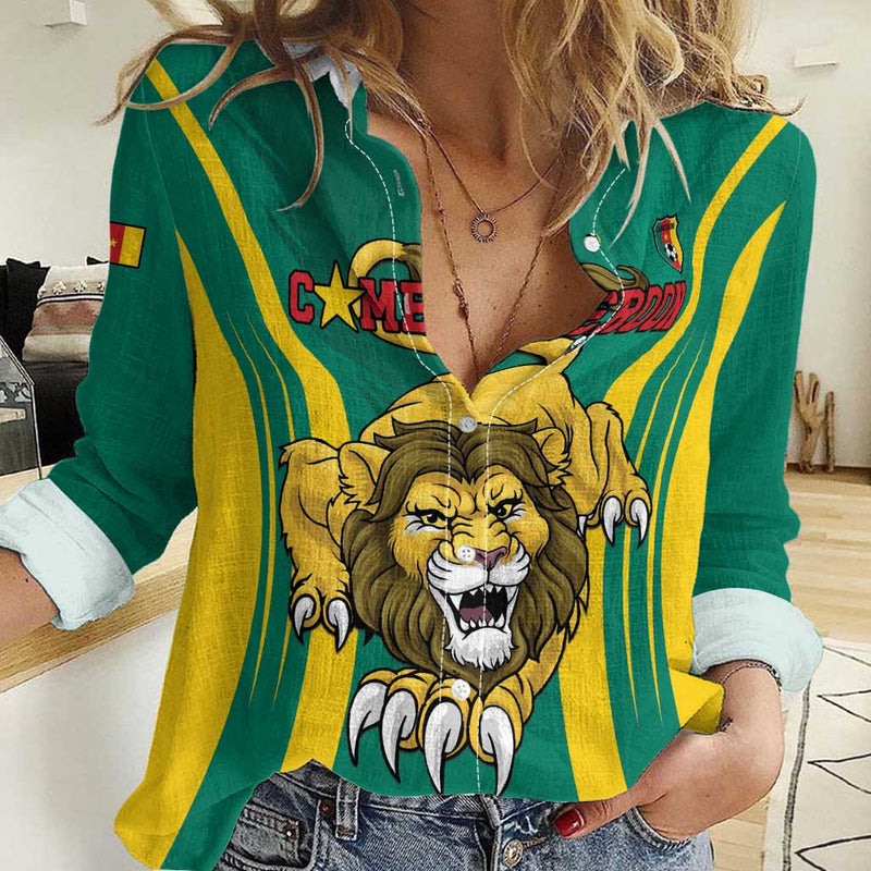 Custom Cameroon Football Go Indomitable Lions Women Casual Shirt