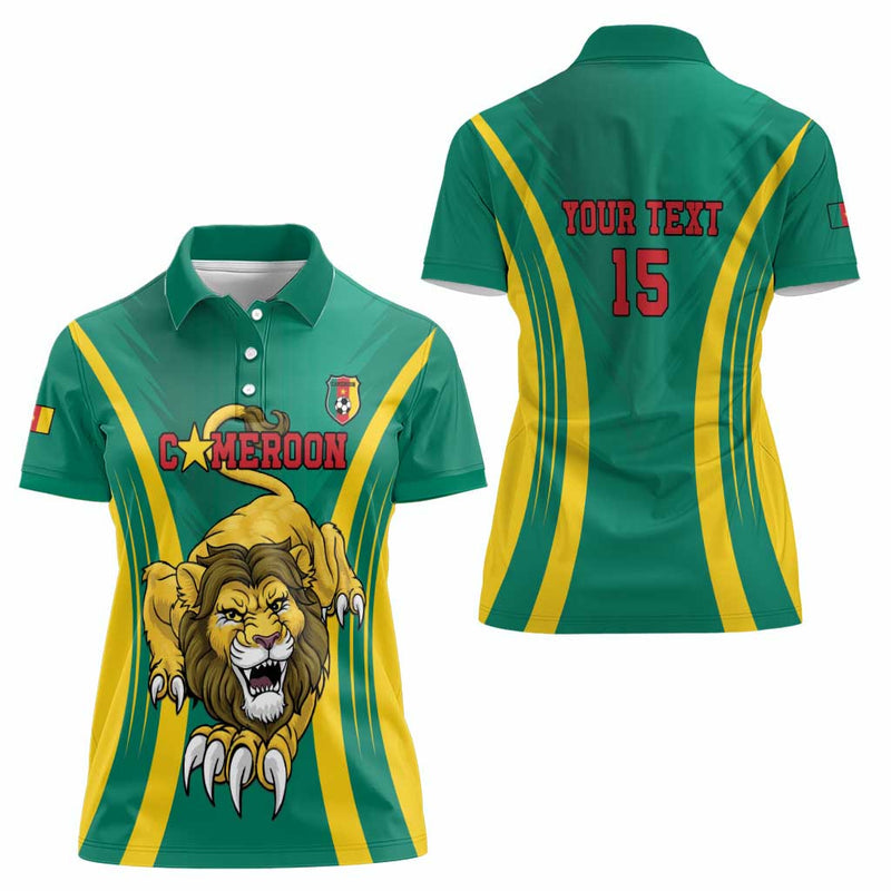 Custom Cameroon Football Go Indomitable Lions Women Polo Shirt