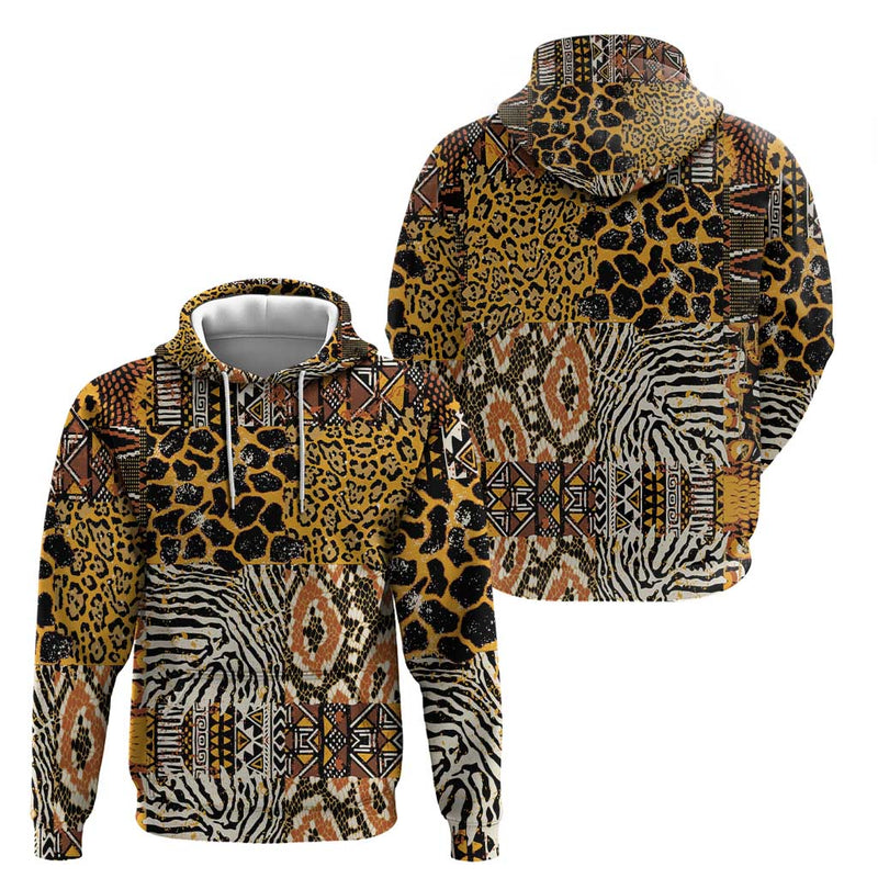 African Tribal Pattern With Wild Animal Skins Hoodie