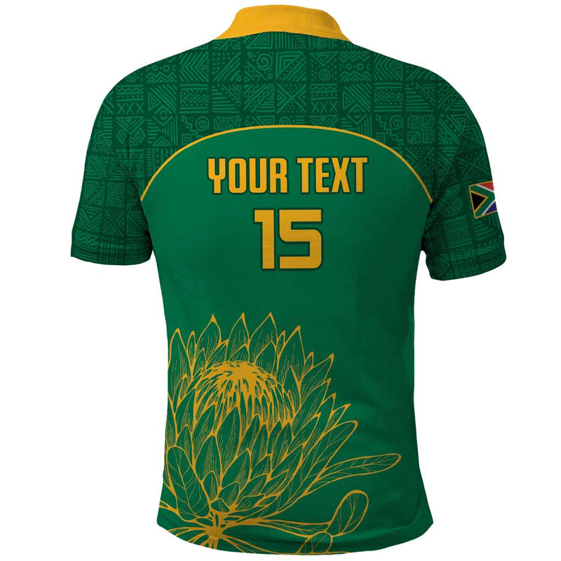 Custom South Africa Cricket Lion Mascot With Protea Polo Shirt