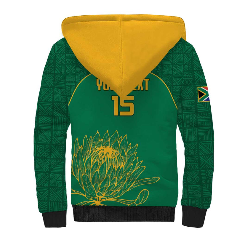 Custom South Africa Cricket Lion Mascot With Protea Sherpa Hoodie