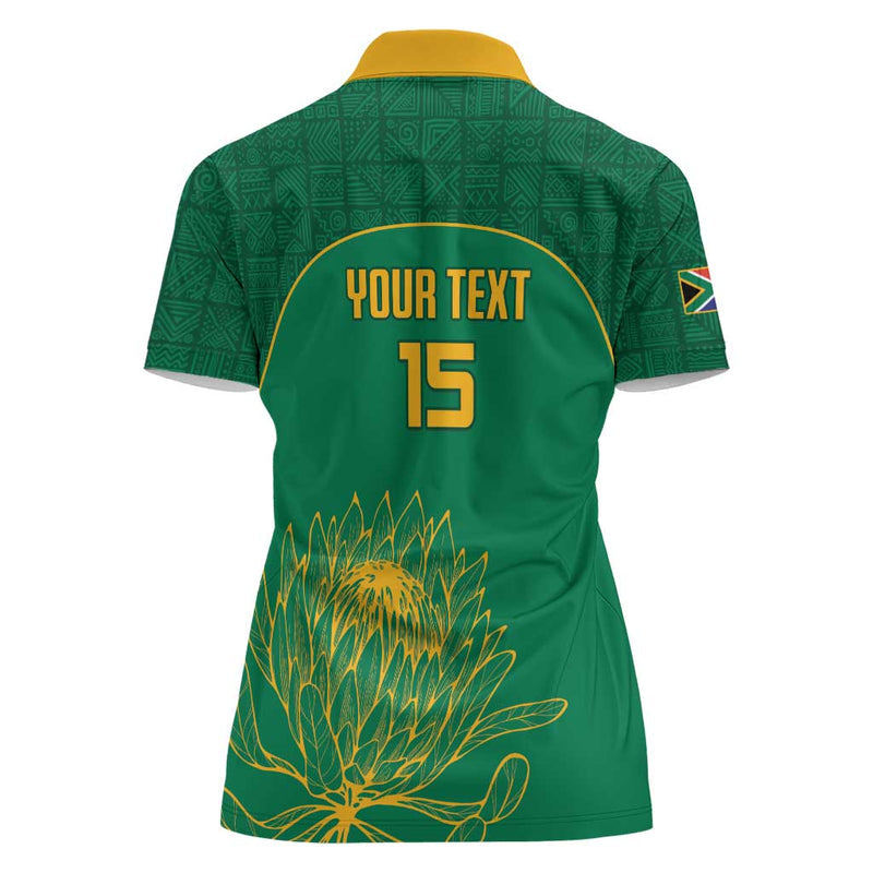 Custom South Africa Cricket Lion Mascot With Protea Women Polo Shirt