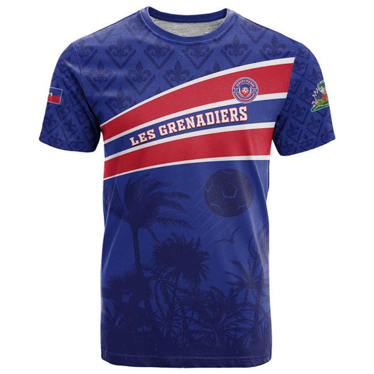 Custom Haiti Football Les Grenadiers - Royal Palm T Shirt