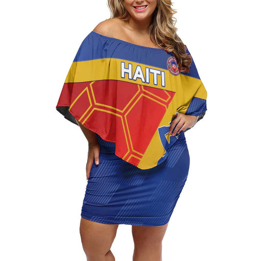 Custom Haiti Football Neg Marron Go Ayiti Off Shoulder Short Dress
