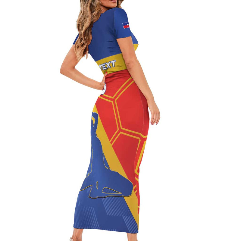 Custom Haiti Football Neg Marron Go Ayiti Short Sleeve Bodycon Dress