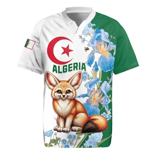 Algeria Fennec Fox Blue Isris Flower Rugby Jersey