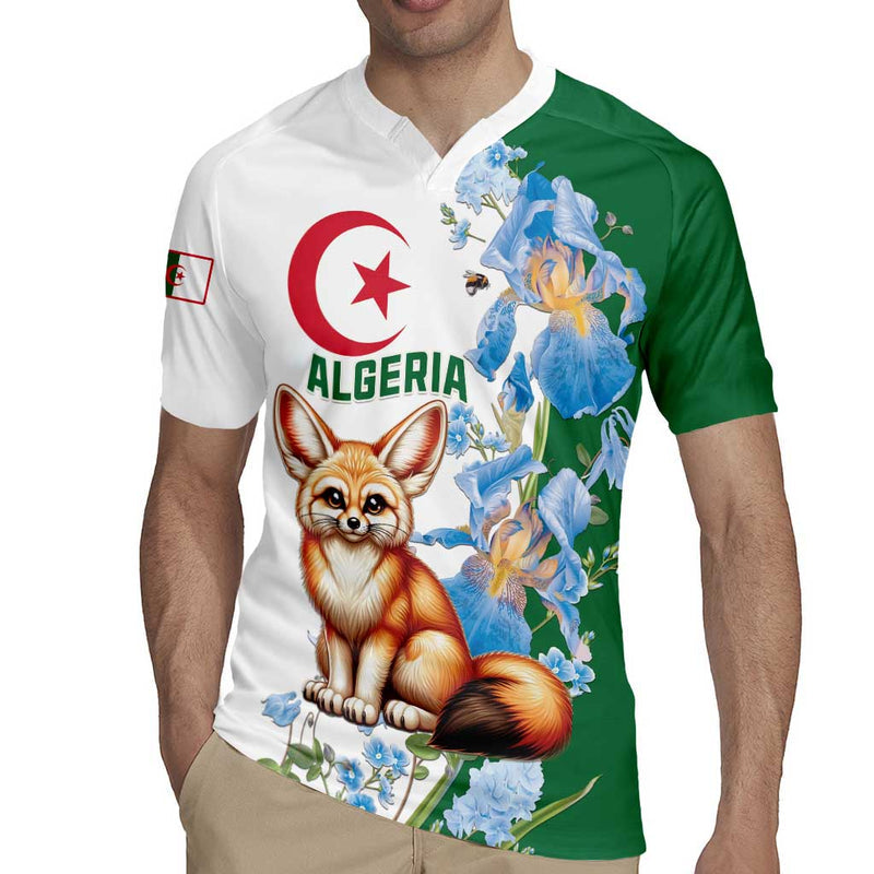Algeria Fennec Fox Blue Isris Flower Rugby Jersey