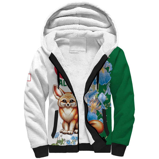 Algeria Fennec Fox Blue Isris Flower Sherpa Hoodie