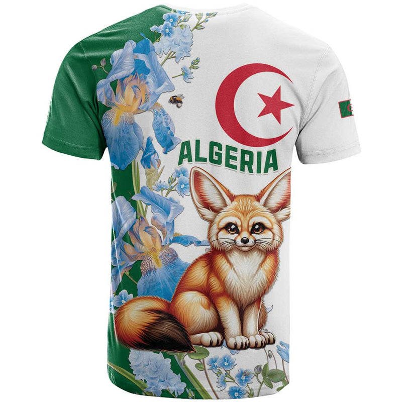 Algeria Fennec Fox Blue Isris Flower T Shirt