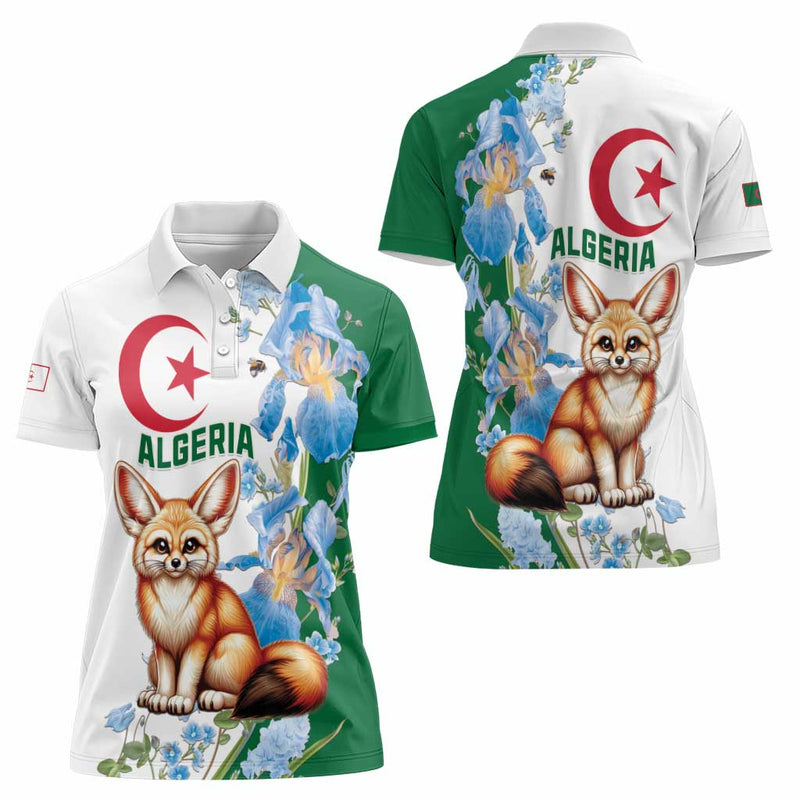 Algeria Fennec Fox Blue Isris Flower Women Polo Shirt