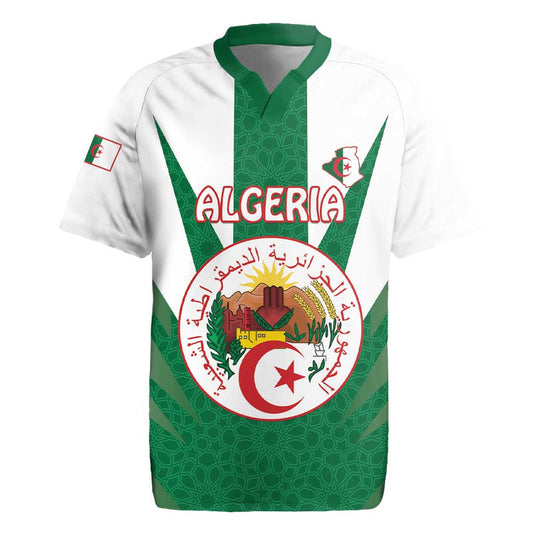 Algeria Coat Of Arms With Islamic Pattern Rugby Jersey