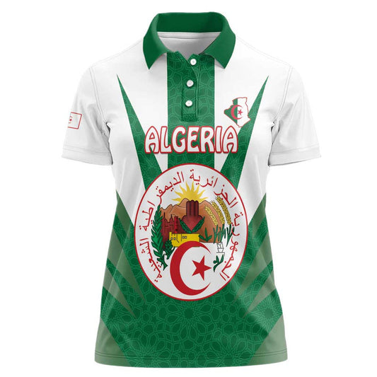 Algeria Coat Of Arms With Islamic Pattern Women Polo Shirt