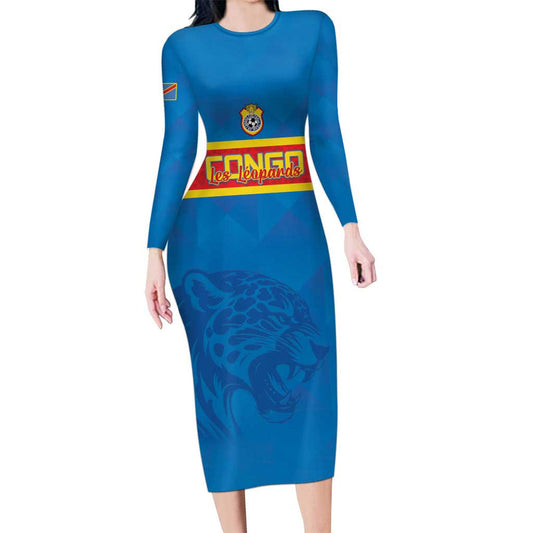 Custom Dr Congo Football Go Les Léopards Long Sleeve Bodycon Dress