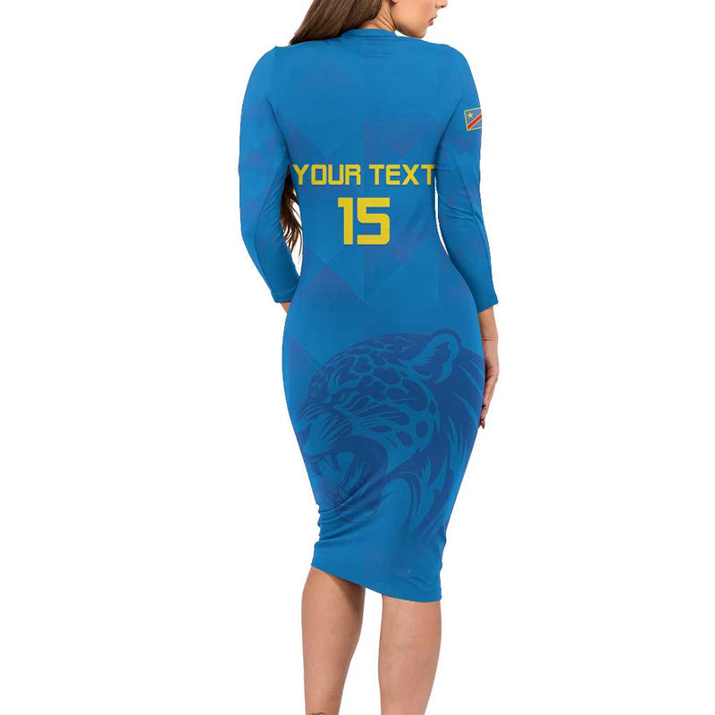 Custom Dr Congo Football Go Les Léopards Long Sleeve Bodycon Dress