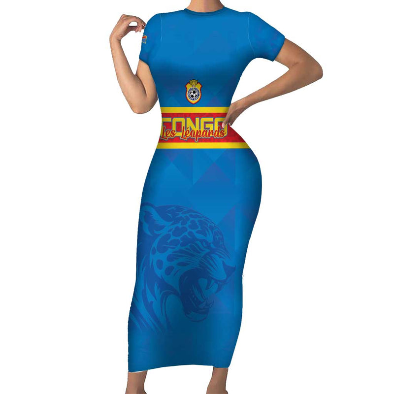 Custom Dr Congo Football Go Les Léopards Short Sleeve Bodycon Dress