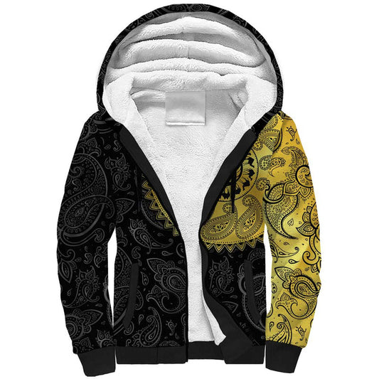 Eritrea African Tribal Mix Paisley Pattern Sherpa Hoodie
